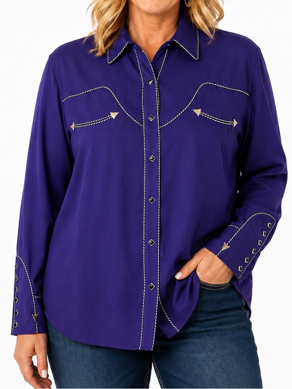 Panhandle Slim 2X Purple Western Snap Shirt Retro Ranch Rodeo Pearl Snap Top